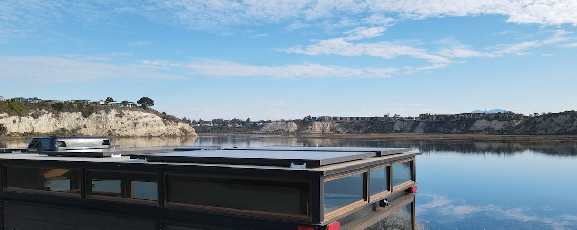 MoD — solar panels and Back Bay white cliffs